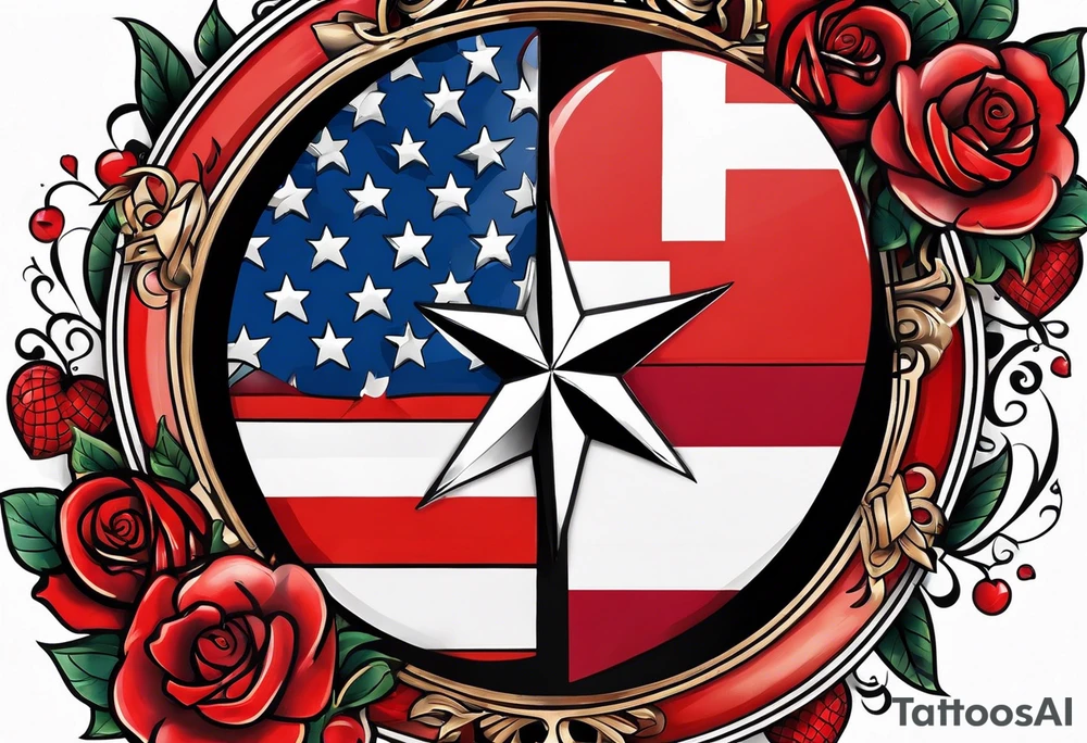 Make a tattoo an american and swiss flag mixed together that demonstrates the love and pride of my origins tattoo idea