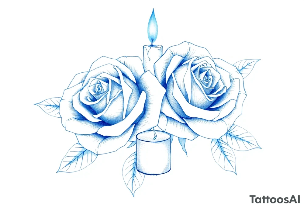 Two roses, two candles, blue tattoo idea