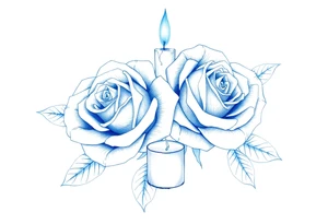 Two roses, two candles, blue tattoo idea