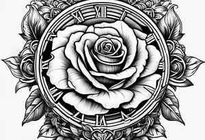 eine große Uhr mit einer Rose tattoo idea