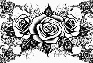 roses with thorns and barbed wires intertwined tattoo idea