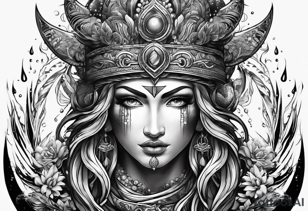 Neptun mit ganzen Körper im Wasser stehend tattoo idea