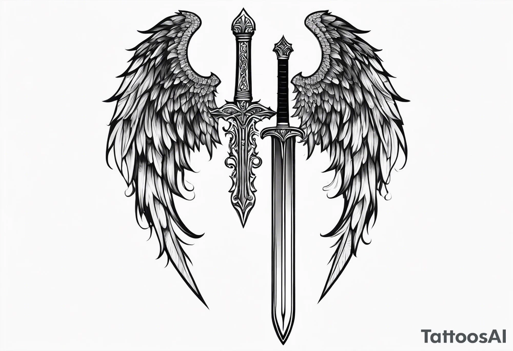 Sword with angel wings tattoo idea