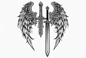 Sword with angel wings tattoo idea