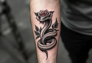 powerful snake wrapped around a rose a partner tattoo tattoo idea