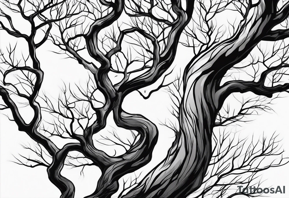 Left side tree branches tattoo idea