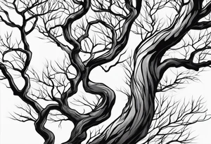 Left side tree branches tattoo idea