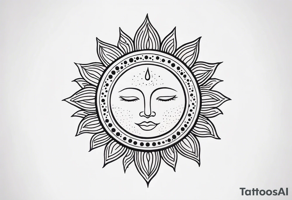 representation of the sun made of black dots tattoo idea