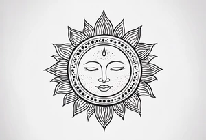 representation of the sun made of black dots tattoo idea