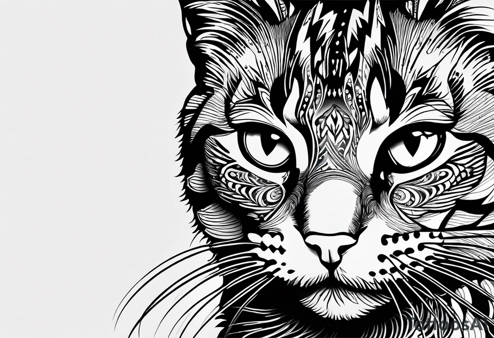 I need a tatto which will look like a pattern on the top of the head of tabby cats but without cat only pattern tattoo idea