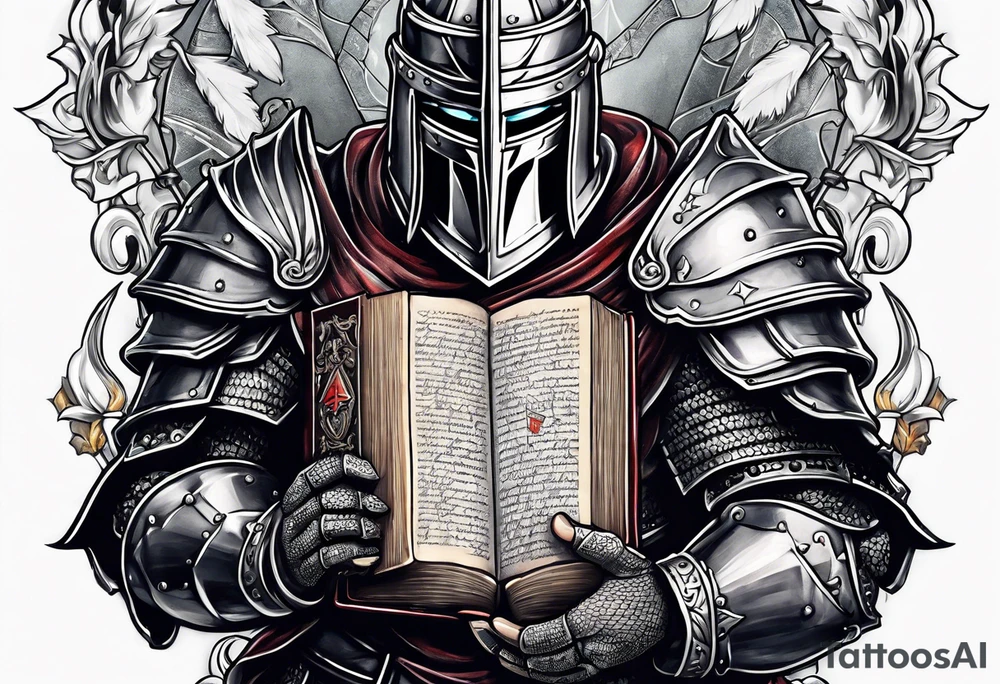 a knight holding the bible tattoo idea