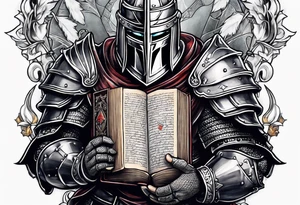 a knight holding the bible tattoo idea