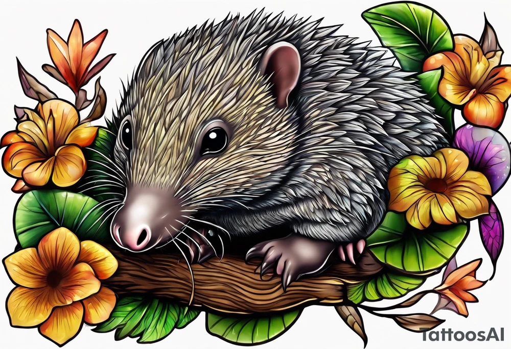 Australian Platypus, Echidna, Wombat & pygmy Sugar Glider in one image tattoo idea