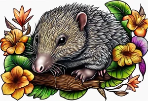 Australian Platypus, Echidna, Wombat & pygmy Sugar Glider in one image tattoo idea