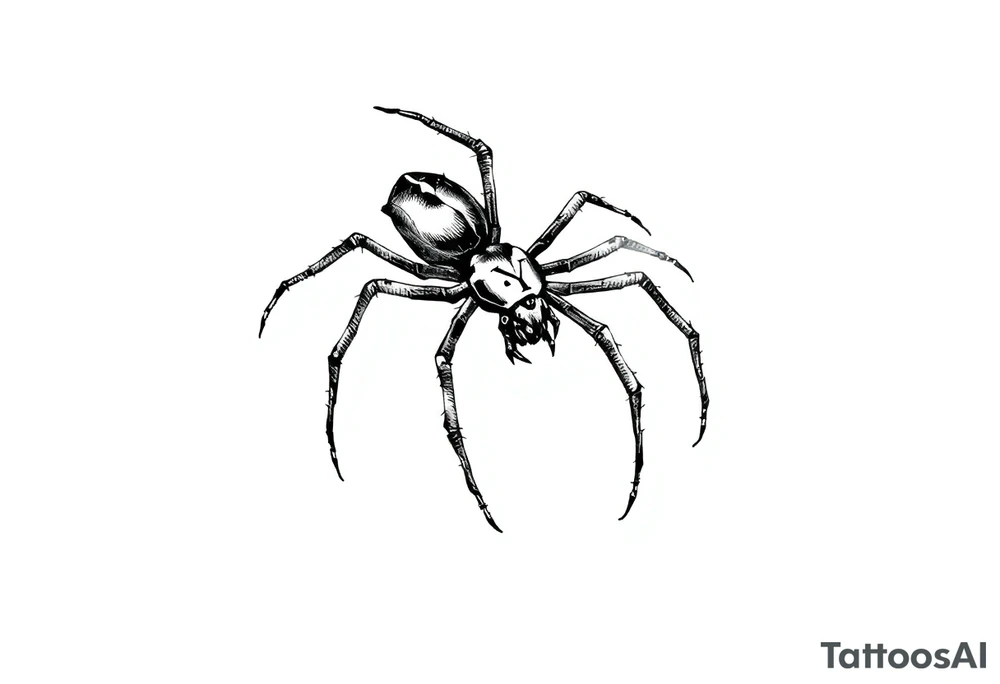 Black widow Spider crawling down sideways with the letter Y on the body of the spider tattoo idea