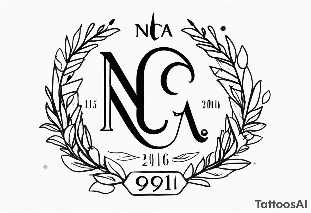 Initials NCA with date 9-15-16 tattoo idea