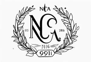 Initials NCA with date 9-15-16 tattoo idea
