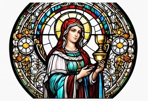 holy saint barbara stained glass holding a chalice tattoo idea
