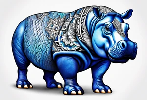 Blue Hippopotamus autism tattoo idea