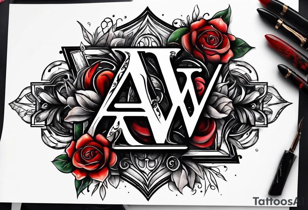 the letters A W R tattoo idea