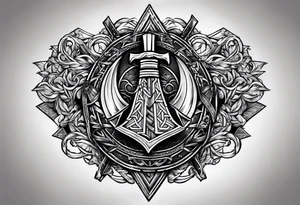 Valhalla valknut shield axe tattoo idea