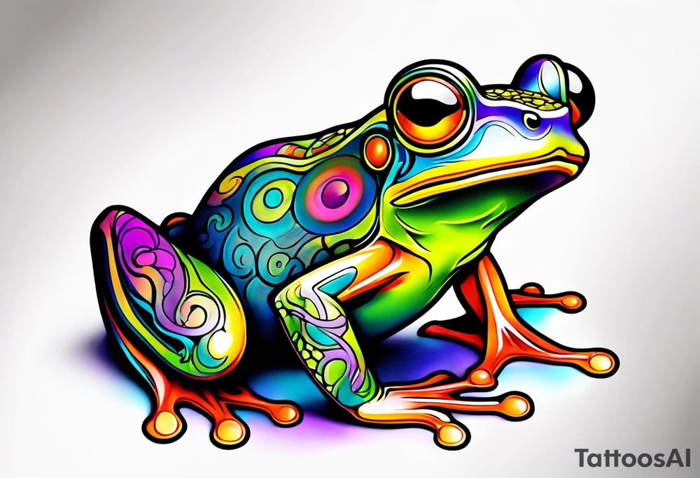 a psychedelic frog tattoo idea