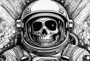 astronaut with a skelletal face tattoo idea