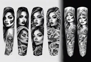 realistic chicano arm sleeve
women faces tattoo idea