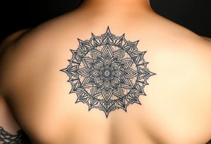 intricate mandala with sacred geometry and cosmic elements tattoo idea