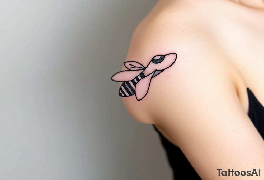 jet with a bee flying with it tattoo idea