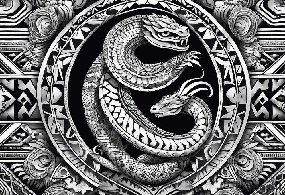 aztec snake sleeve tattoo idea