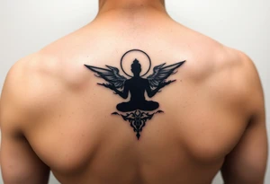 calm in the storm, equanimity, meditative silhouette tattoo idea