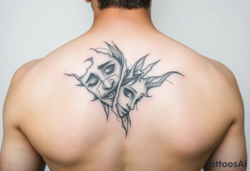 pencil sketch of dark and light emotion tattoo idea