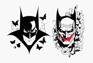 Batman and Joker tattoo with butterflies tattoo idea
