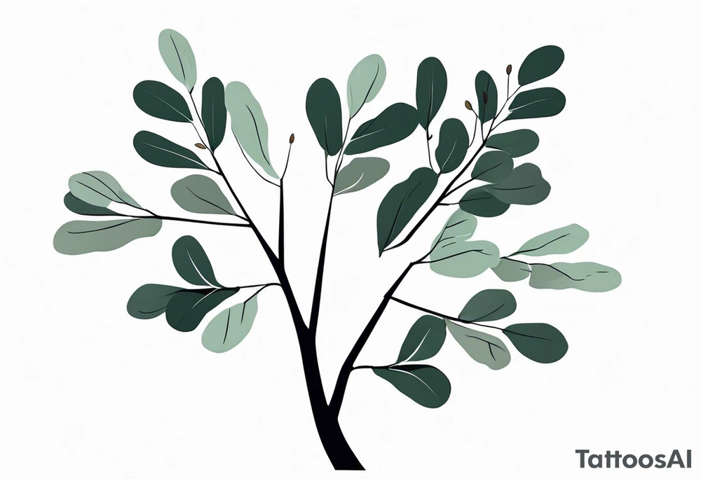 eucalyptus branch in the shape of a tree. 

Lengthen tree trunk a little tattoo idea