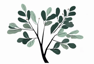 eucalyptus branch in the shape of a tree. 

Lengthen tree trunk a little tattoo idea