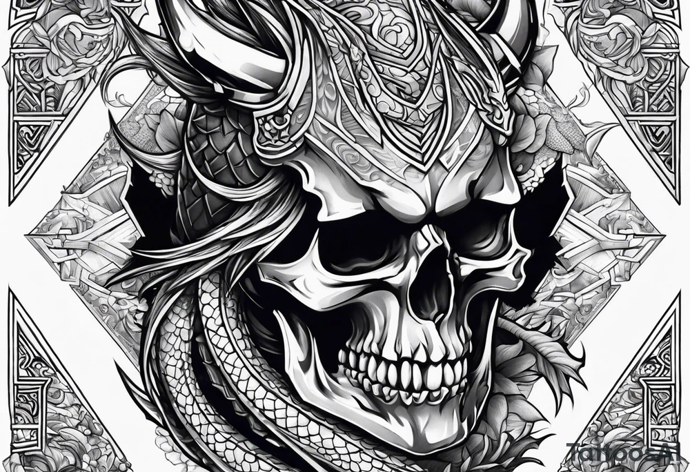 Dragon Samurai skull tattoo idea
