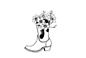 cow girl boot with flowers coming out of it tattoo idea