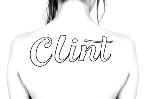 Clint spelled out in cartoon lettering tattoo idea