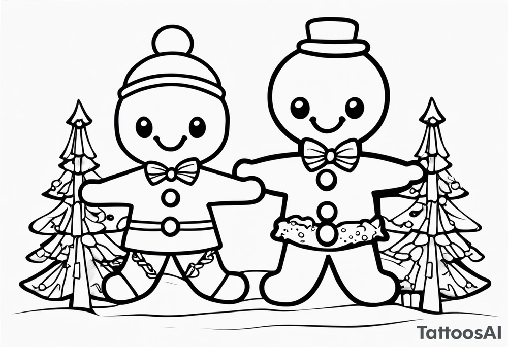 GINGERBREAD MAN WITH SNOMAN tattoo idea