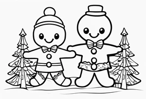 GINGERBREAD MAN WITH SNOMAN tattoo idea