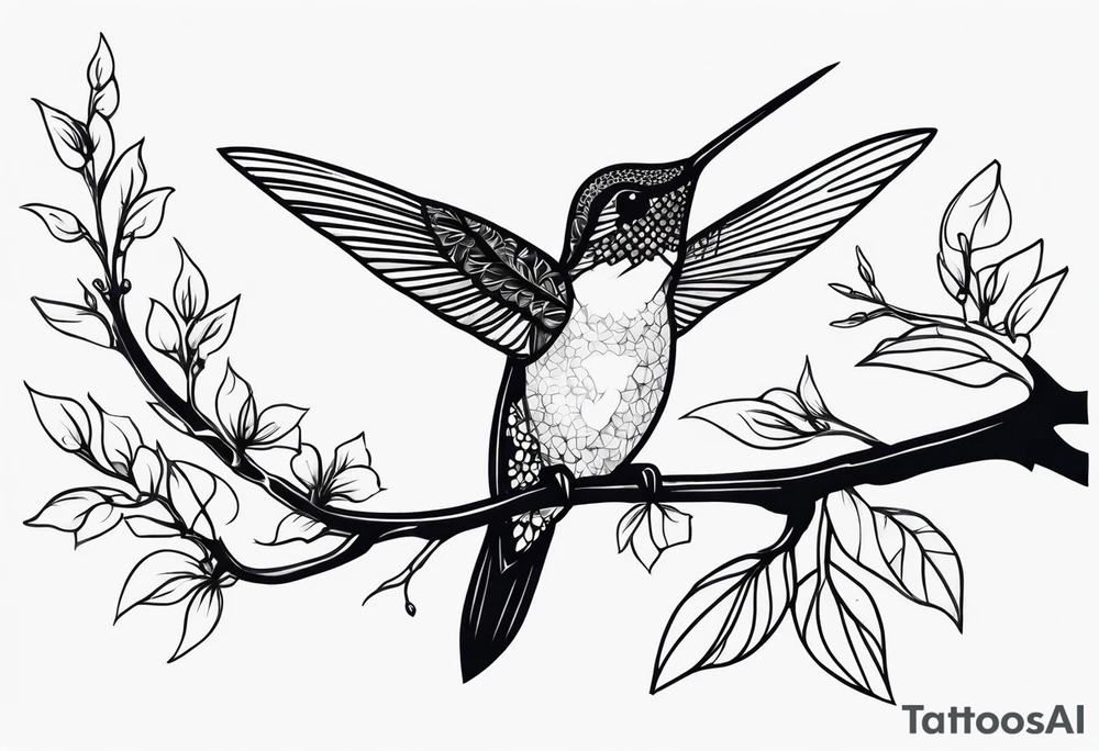 Hummingbird ON BRANCH tattoo idea