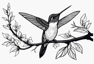 Hummingbird ON BRANCH tattoo idea