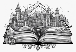 Book with lord of the ring elements in it tattoo idea