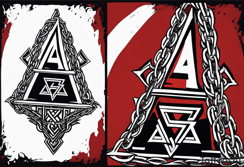 Valhalla sword shield axe barbed wire chains valknut tattoo idea