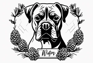 name boxer dog Waylon pinecones tattoo idea