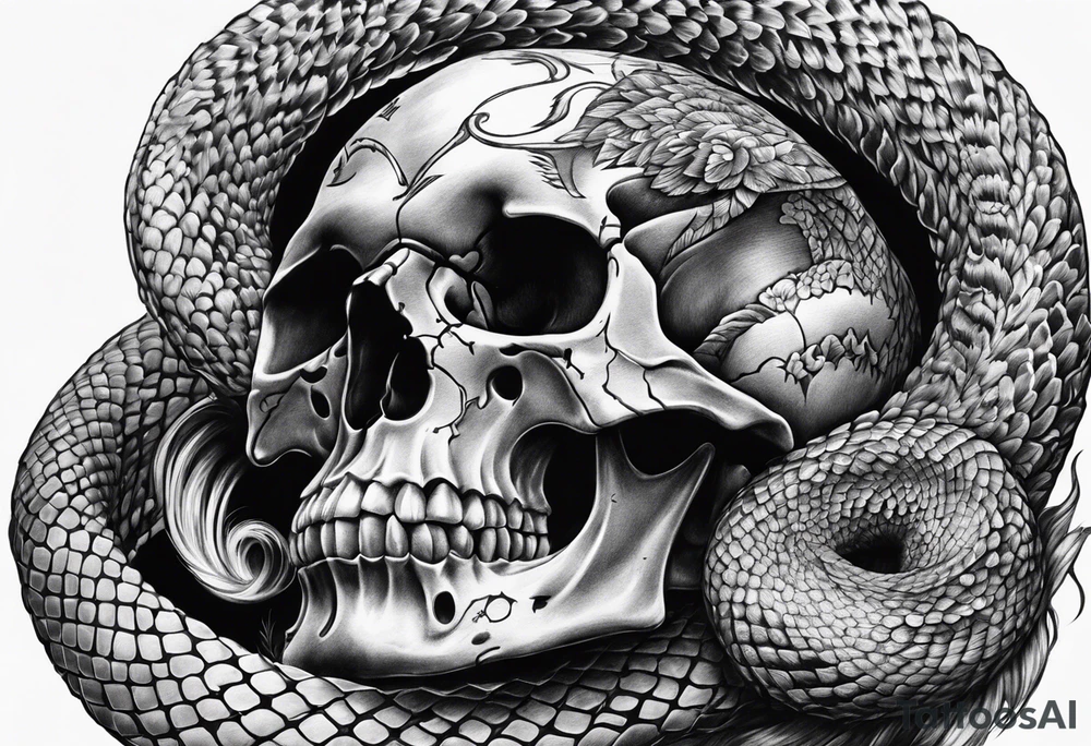 Viper Going Through Skull tattoo idea