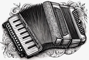 Accordion on a burn paper tattoo idea