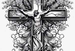 Cherry tree wrapped around a cross tattoo idea