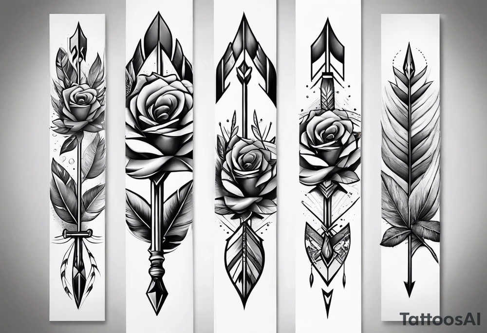 five Indian arrows going through a single rose on a forearm tattoo idea five Indian arrows going through a single rose on a forearm tattoo idea
